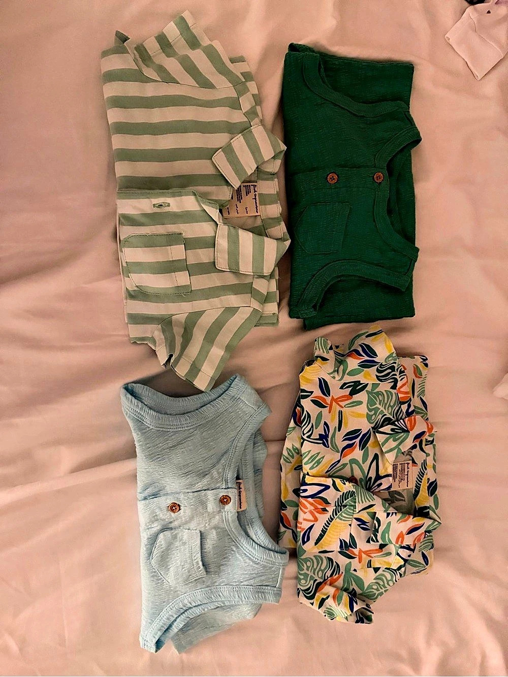 Kids Green & White Striped Matching Set